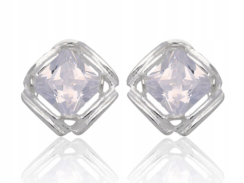 

Kolczyki Srebrne Rombik Z Cyrkonią, Srebro 925