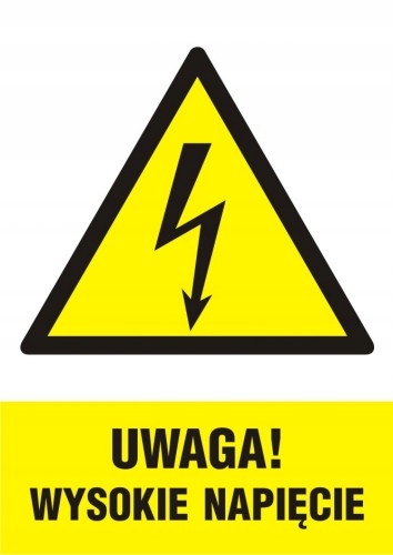 

Uwaga! Wysokie napięcie znak folia 14,8x21