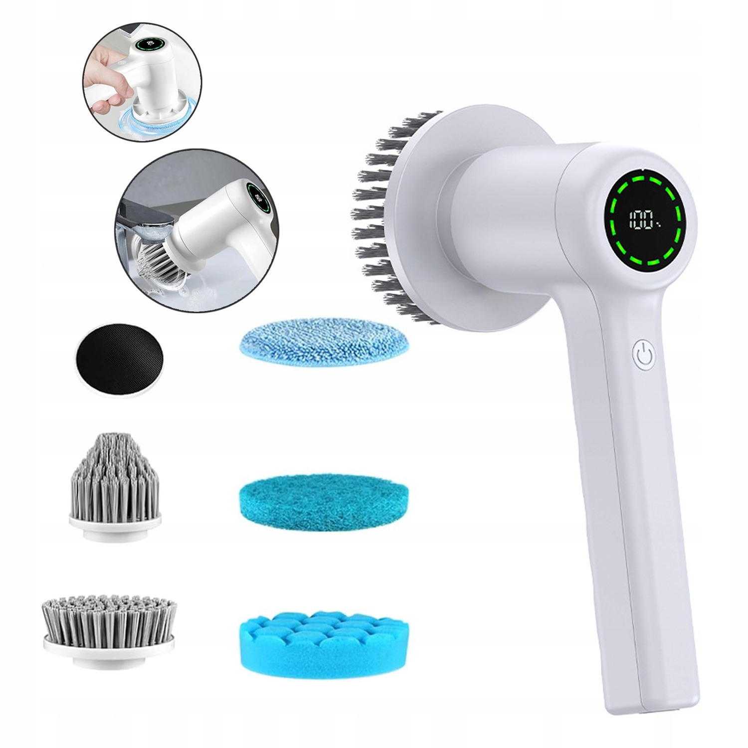 Levně Elektrický Čisticí Kartáč Rotační Bezdrátový Výkonný Mop 6V1