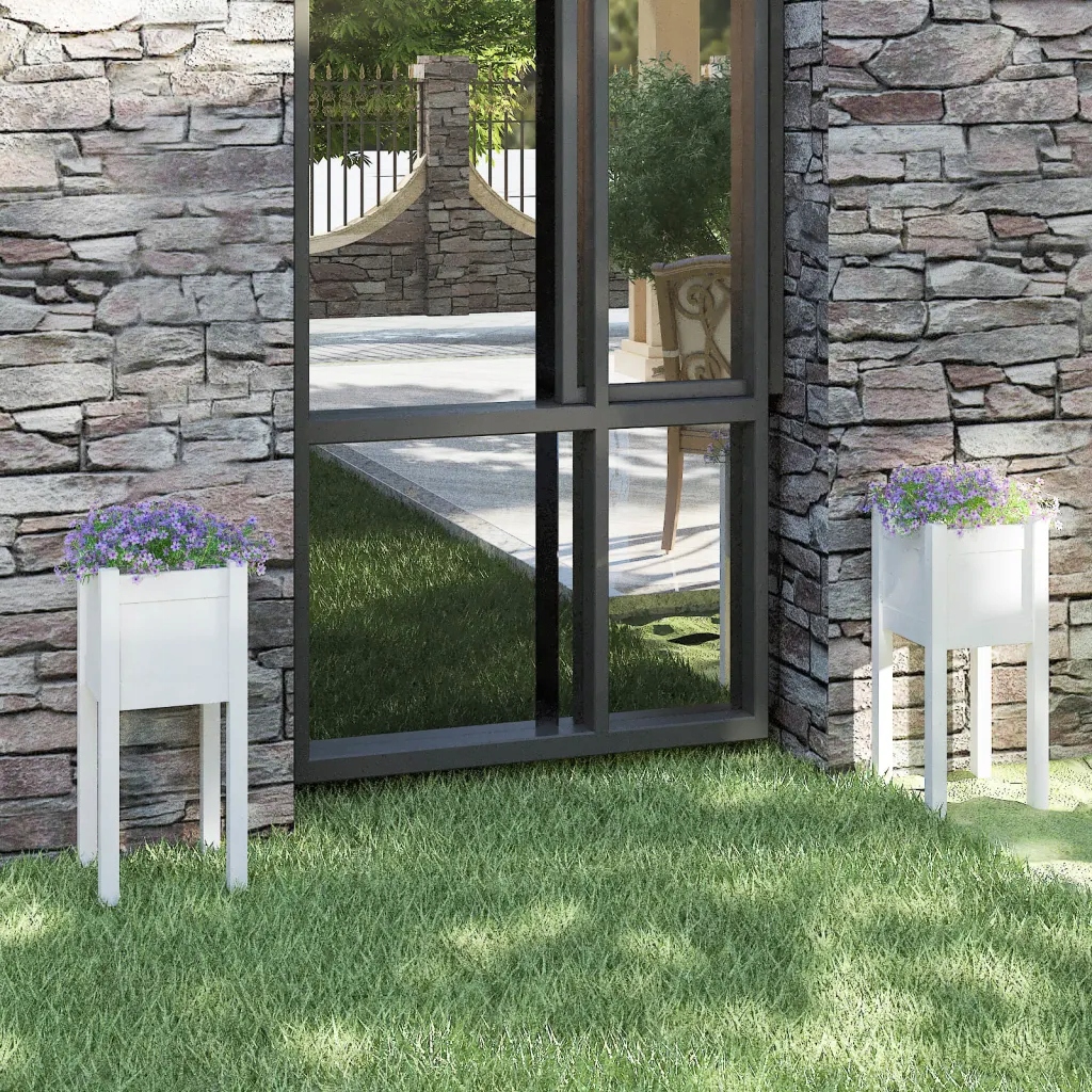 Donice ogrodowe, 2 szt., białe, 31x31x70 cm, drewn Producent VidaXL