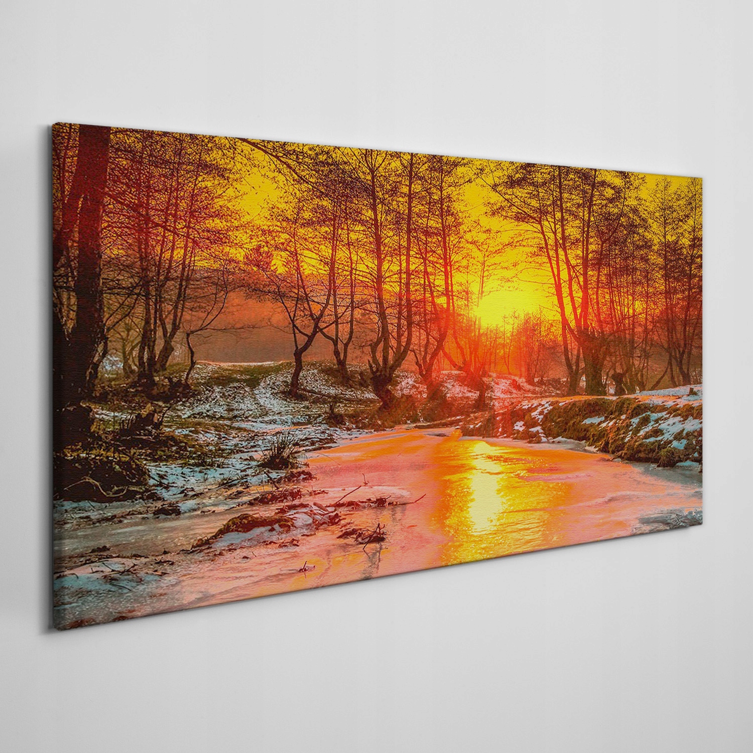 

Obraz na płótnie Las rzeka śnieg przyroda 120x60