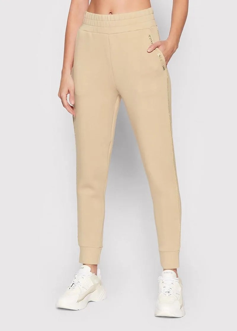 Guess Béžové Teplákové Kalhoty S Lampasy A Kapsami