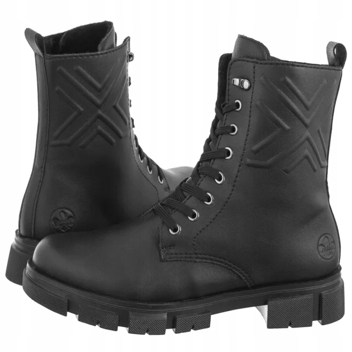 Boty Workery Kanady Kožené Dámské Rieker Černé Y7108-00 Černé