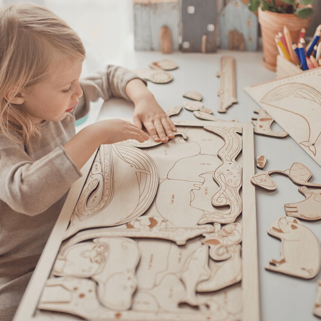 Abecadło z zoo wypadło puzzle drewniane Sounds Wood 3+