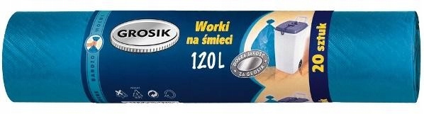 

Worki na śmieci niebieskie 120L 20 szt. Grosik