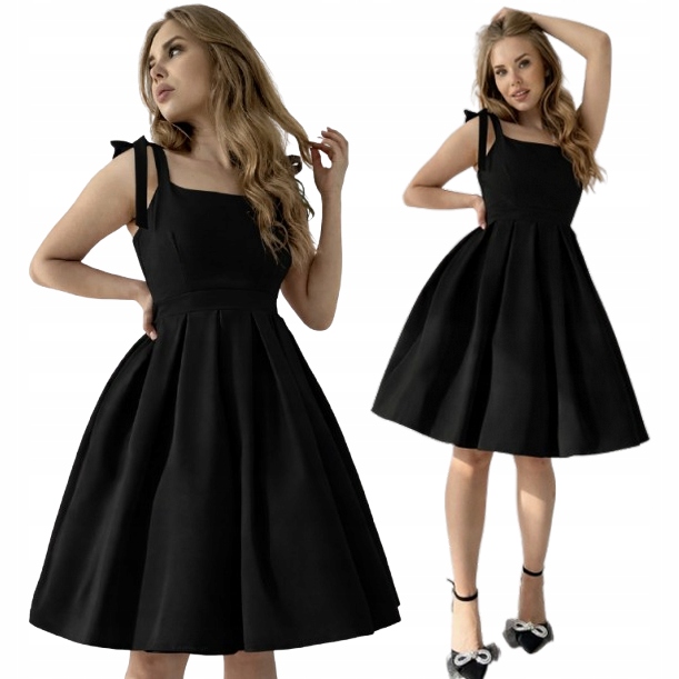 Šaty s rozevřeným pin upem, černá, plisovaná retro midi, s kapsami