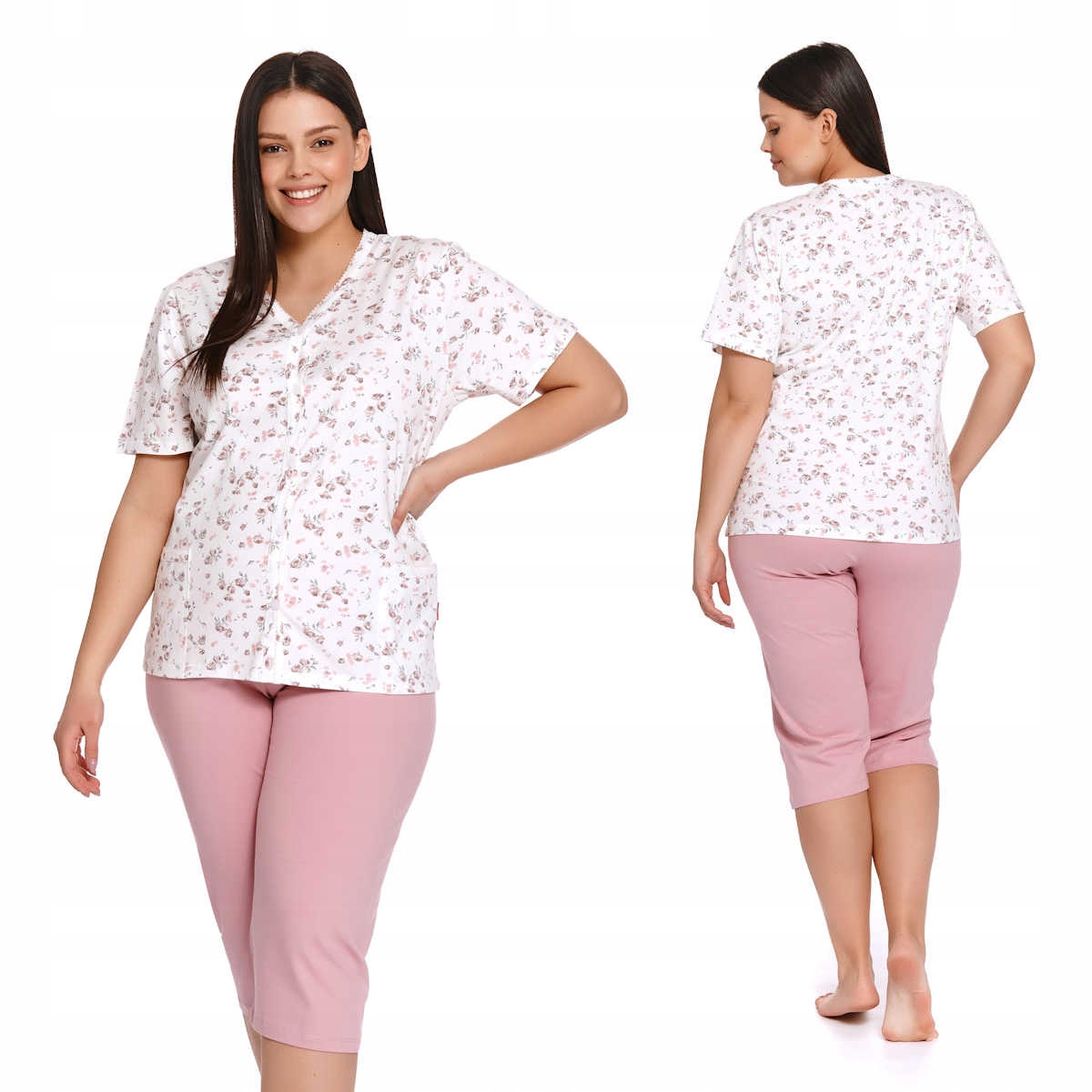 Rozepínací květinové pyžamo Plus Size L 4259 Pa
