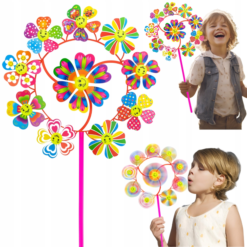 WIATRACZEK ORODOWY DLA DZIECKA DZIECIĘCY KOLOROWY NA PATYKU