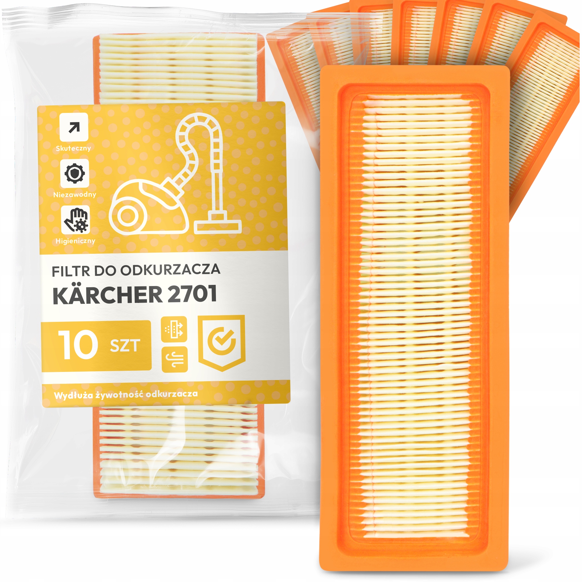 10x Vzduchový Filtr pro Vysavač Kärcher 2701 Omyvatelný Výkonný Em-w