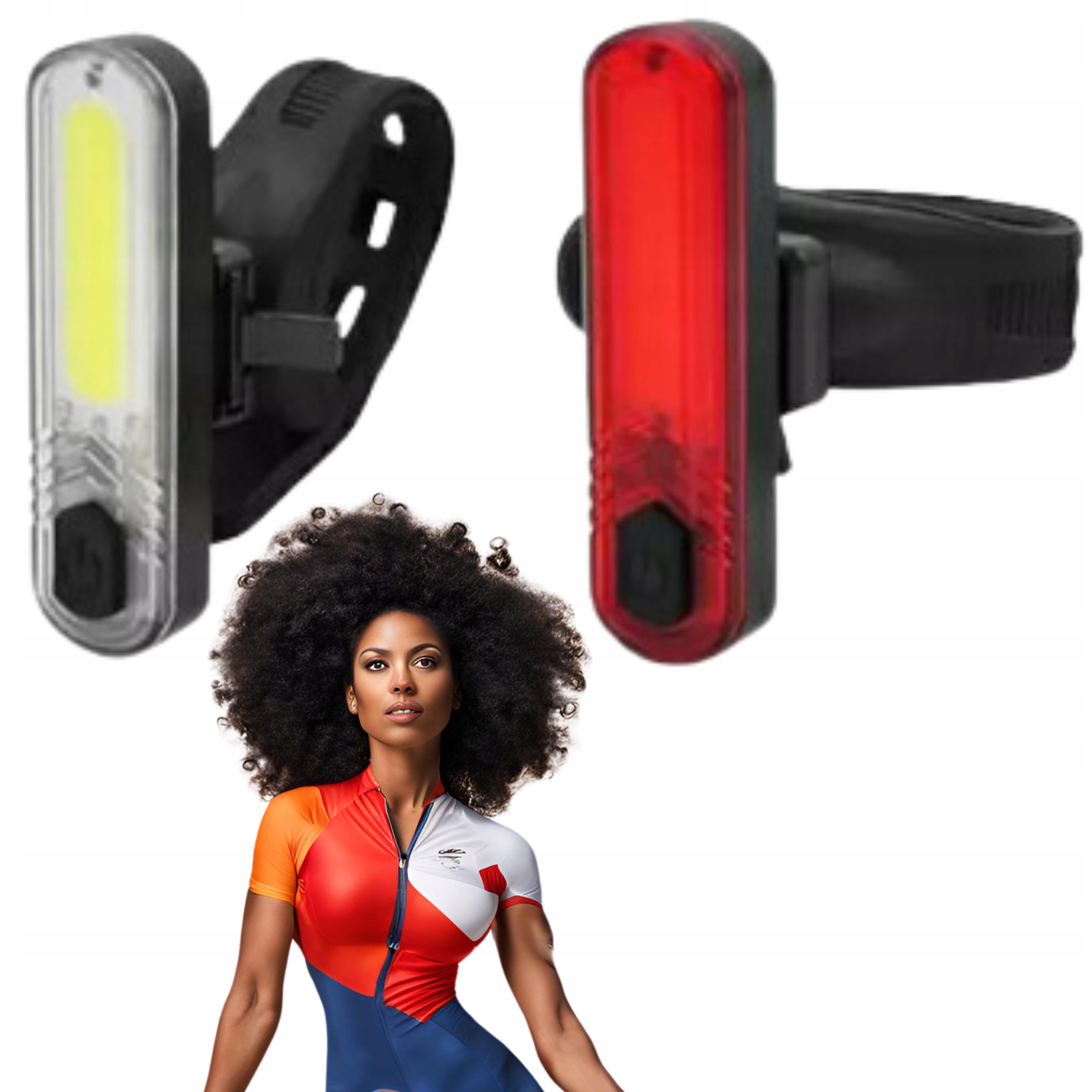 Sada světel na kolo Usb Led Cob 10 čipů 60 Lum komplet na akumulátor