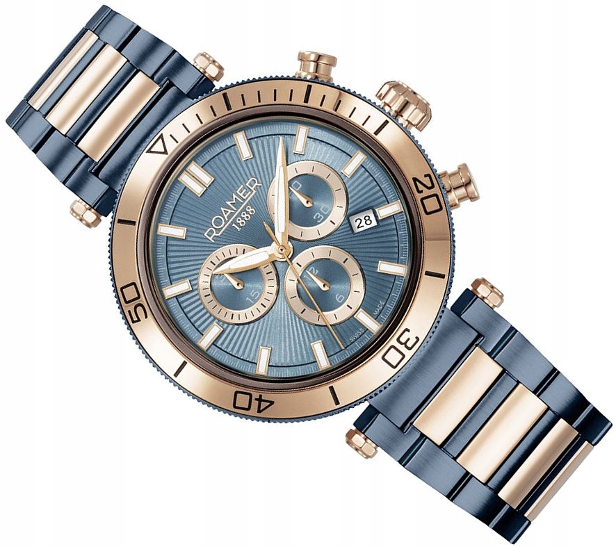 Švýcarské Pánské Hodinky Roamer 994837 49 45 20 Toscana Módní Chrono 42 mm