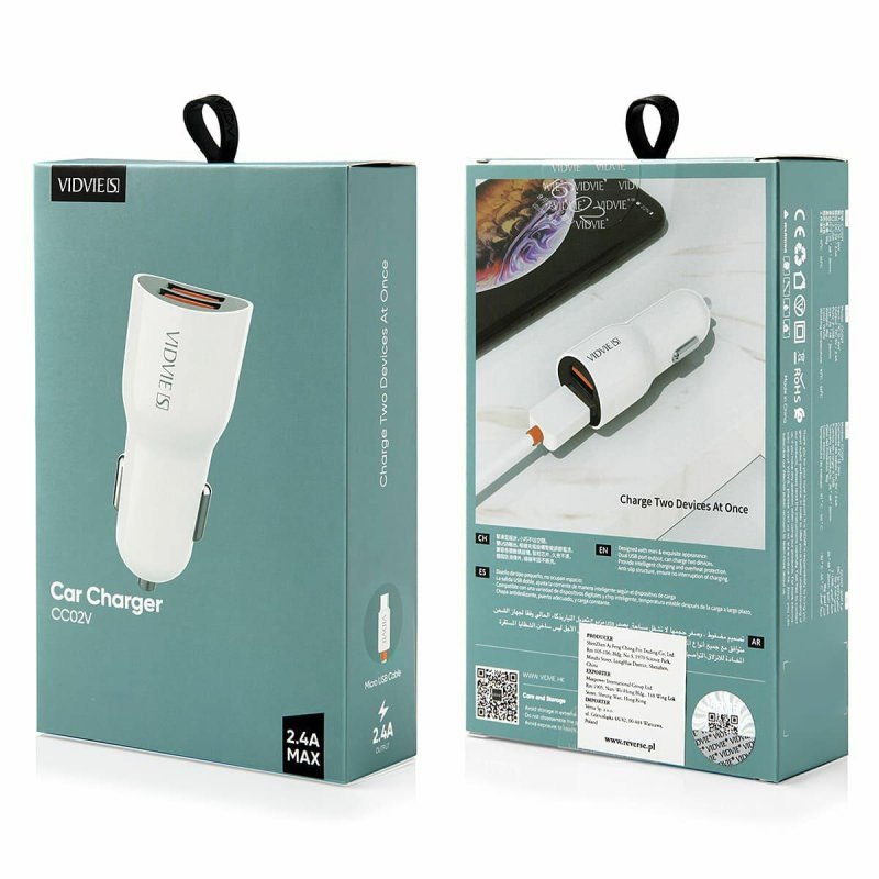 Ładowarka samochodowa VIDVIE 2xUSB + kabel Micro Producent VIDVIE