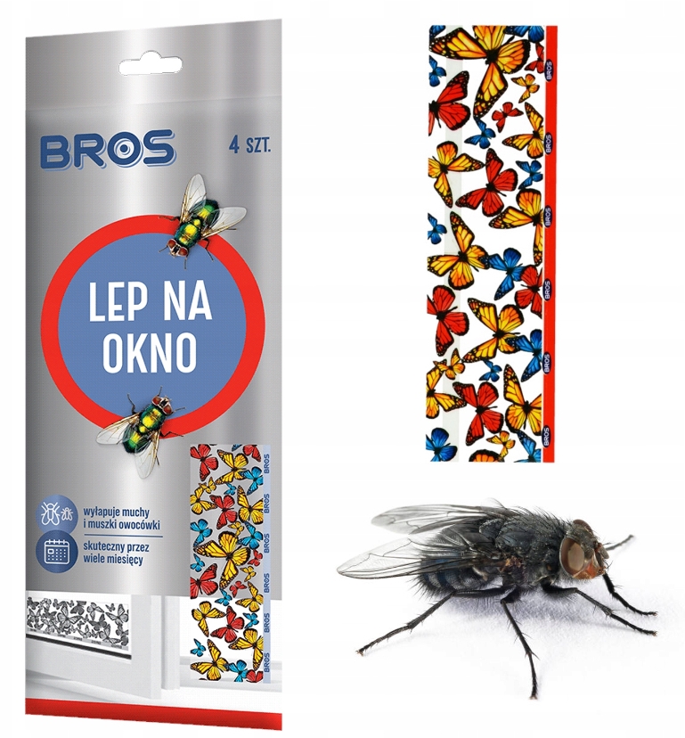BROS LEP NA OKNO MUCHY KOMARY NAKLEJKA NA OKNO x4