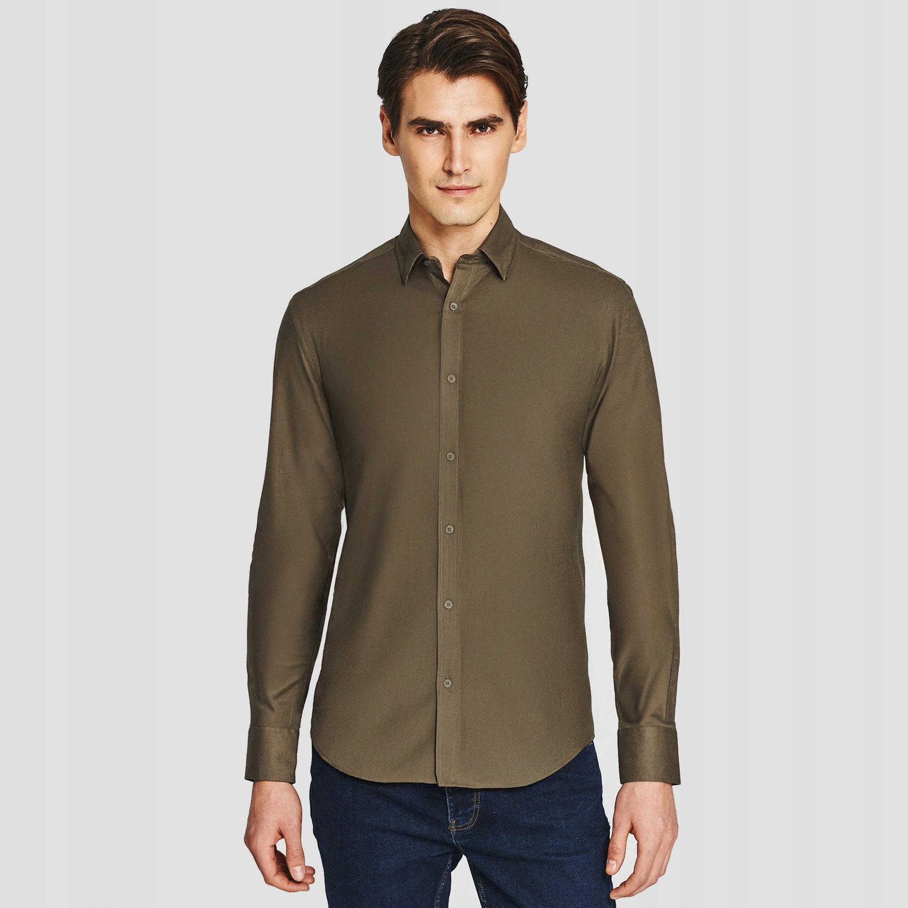 Zelená lněná pánská košile Slim Fit Pako Lorente vel S