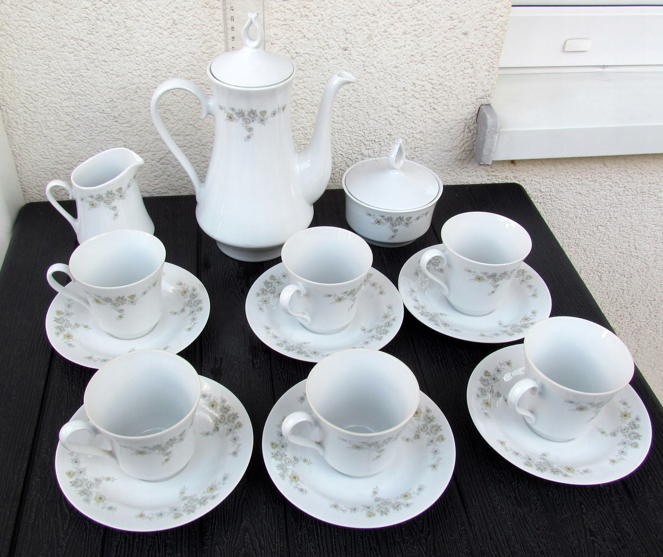 PRL PORCELANA BOGUCICE, SERWIS do KAWY na 6 OSÓB, SYGNOWANY