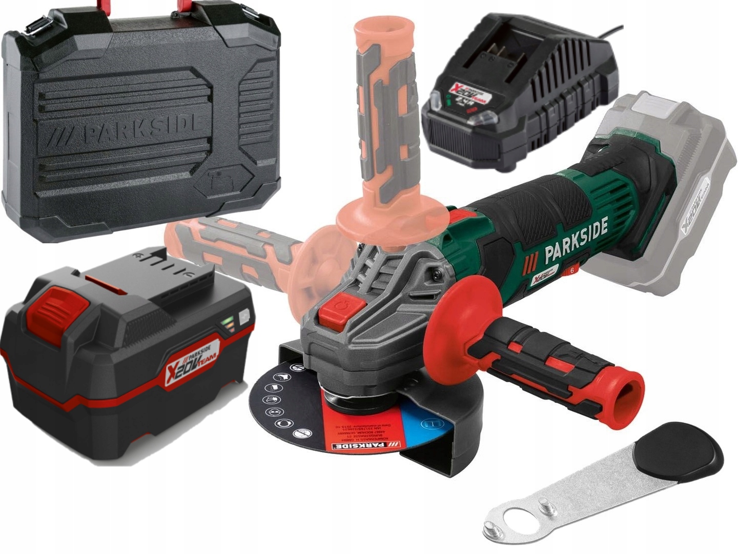 Szlifierka Kątowa Parkside Bosz Boszka Aku 4ah Ładowarka Zestaw regulacja