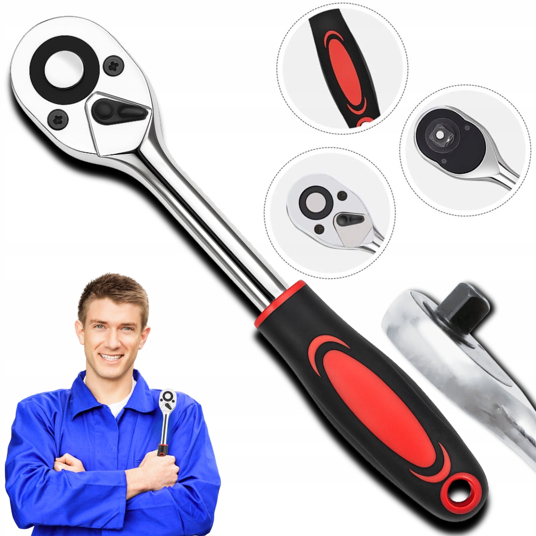 Klucz Grzechotka Do Nasadek 1/2" Mechanizm Zapadkowy 24 Zęby Solidna