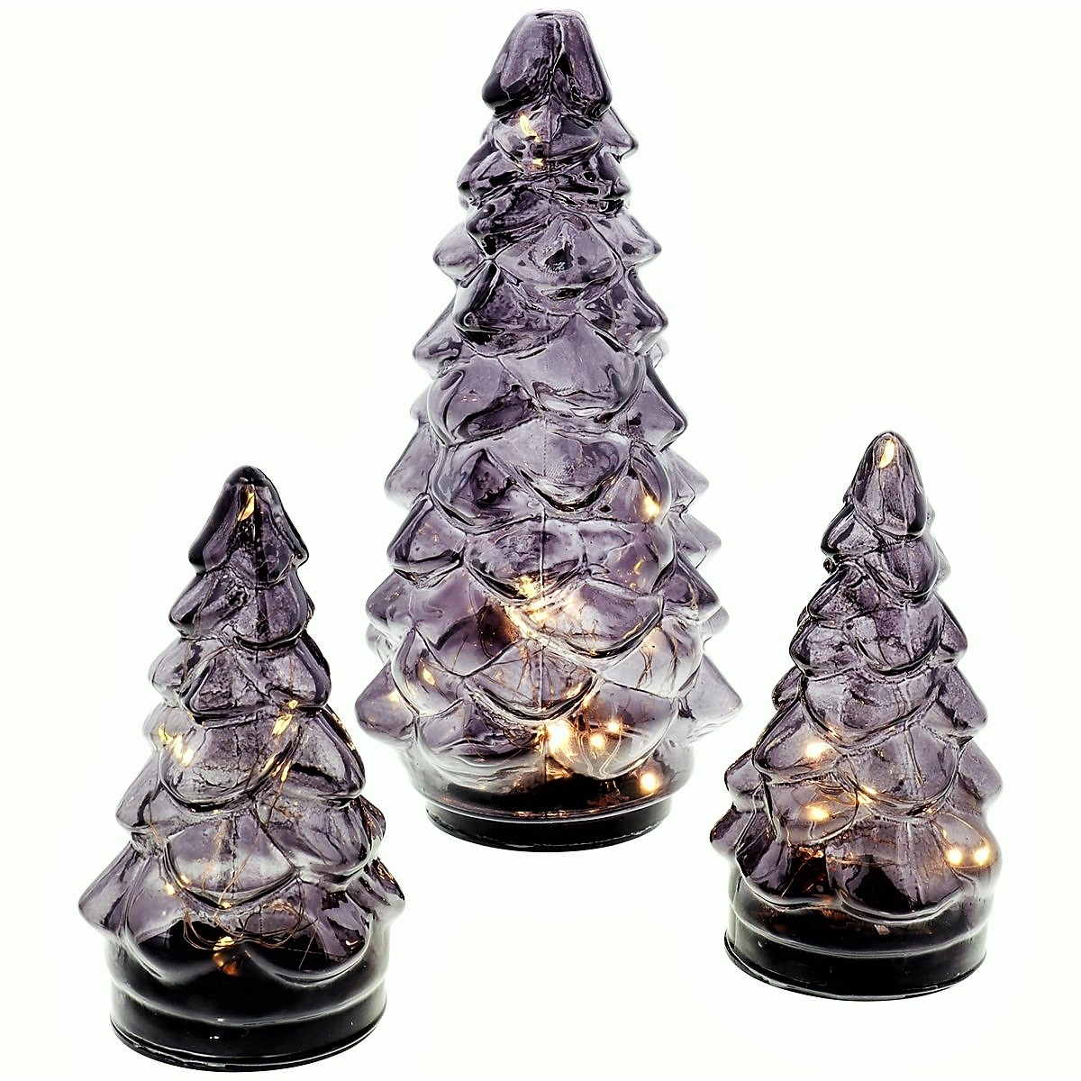 

Szklane Choinki Z Oświetleniem Led 3 Sztuki