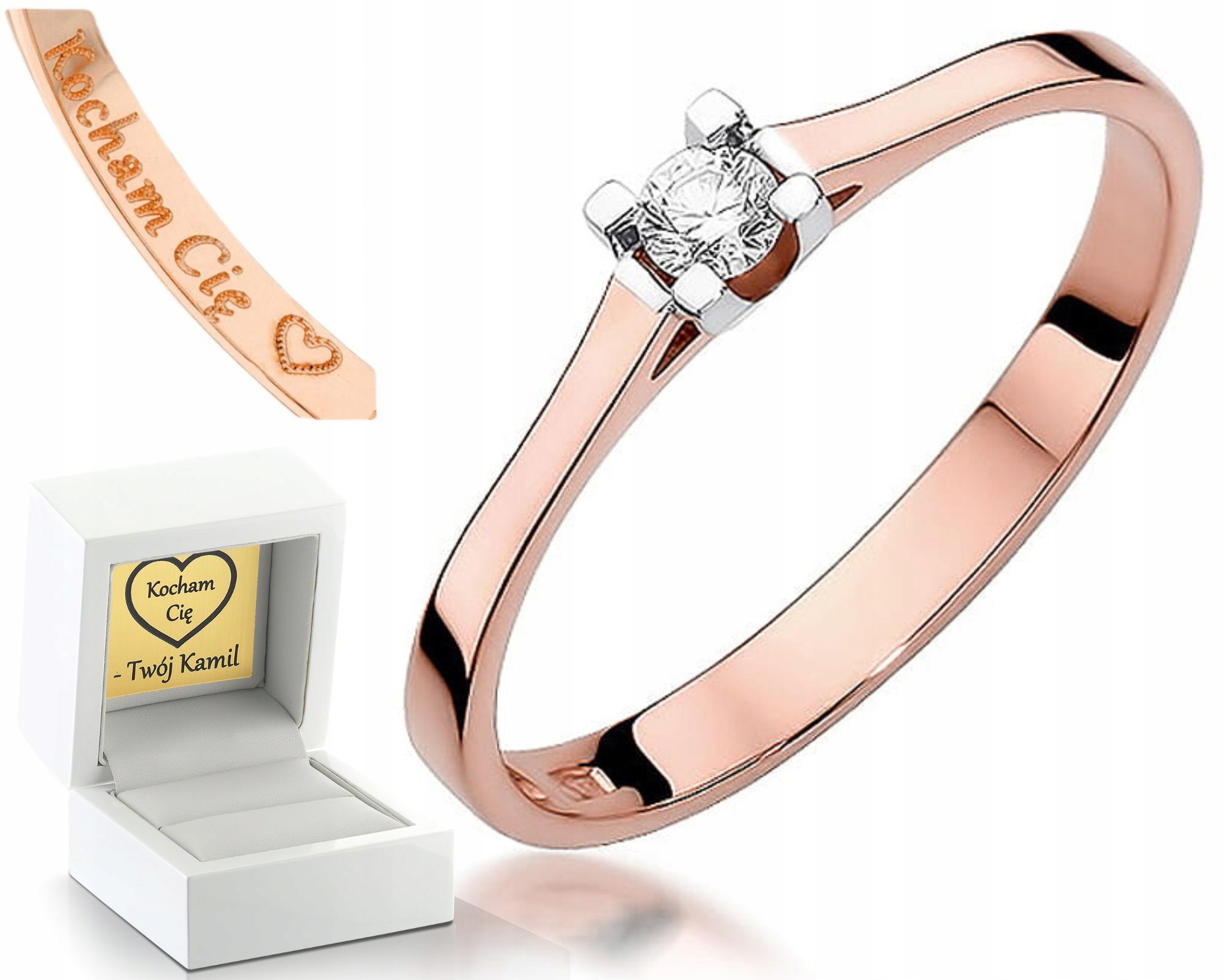 Prstýnek Z Růžového Zlata S Briliantem GRAVÍROVÁNÍ585 Zlato