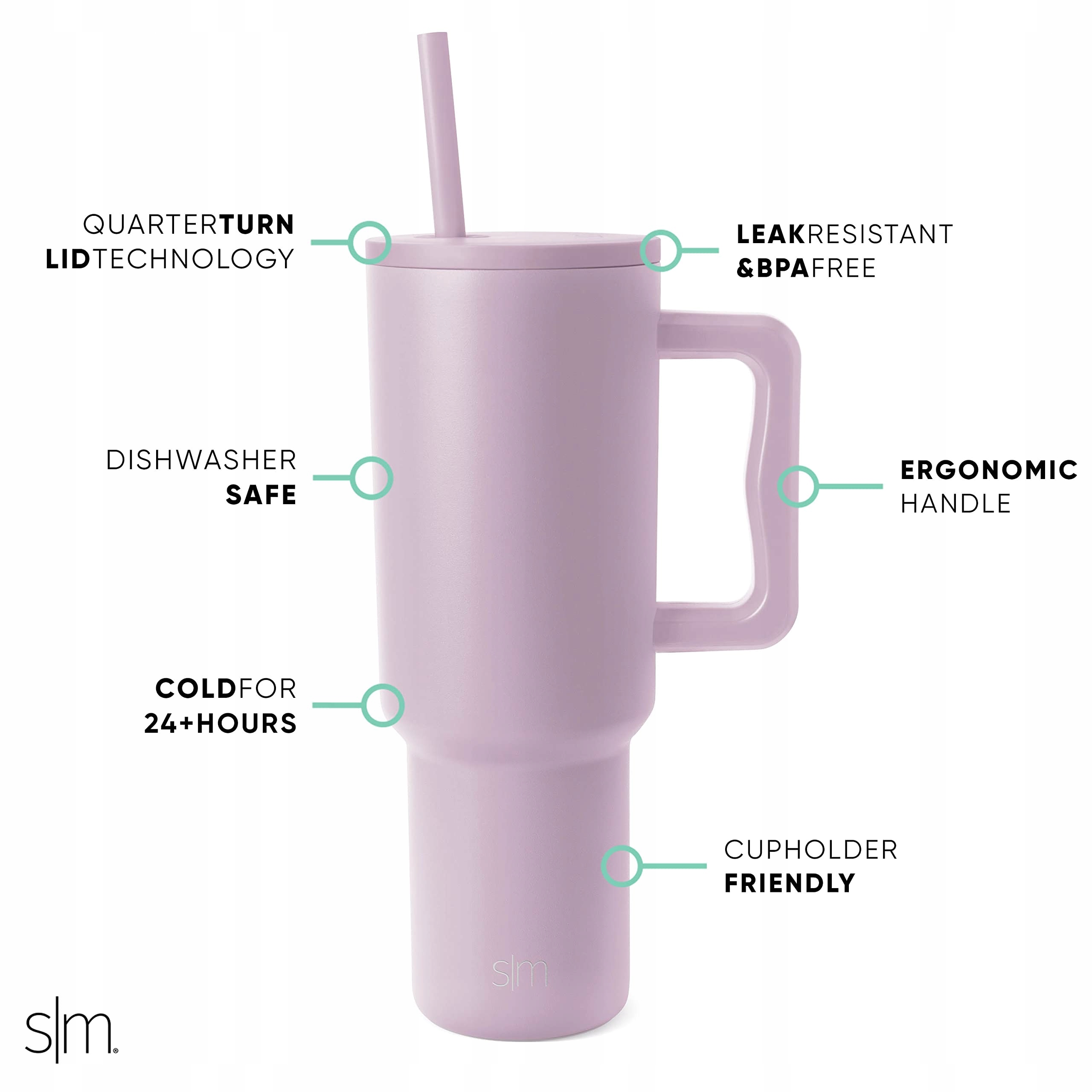 SIMPLE MODERN KUBEK ZE STALI NIERDZEWNEJ 1180ML LAWENDOWY — miniatura 2