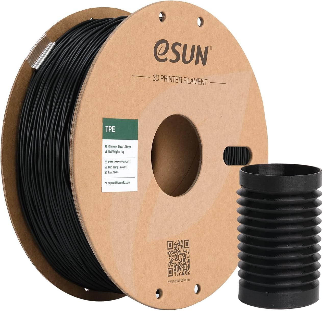 Filament eSun Tpe 83A 1.75mm 1kg czarny papierowa szpula