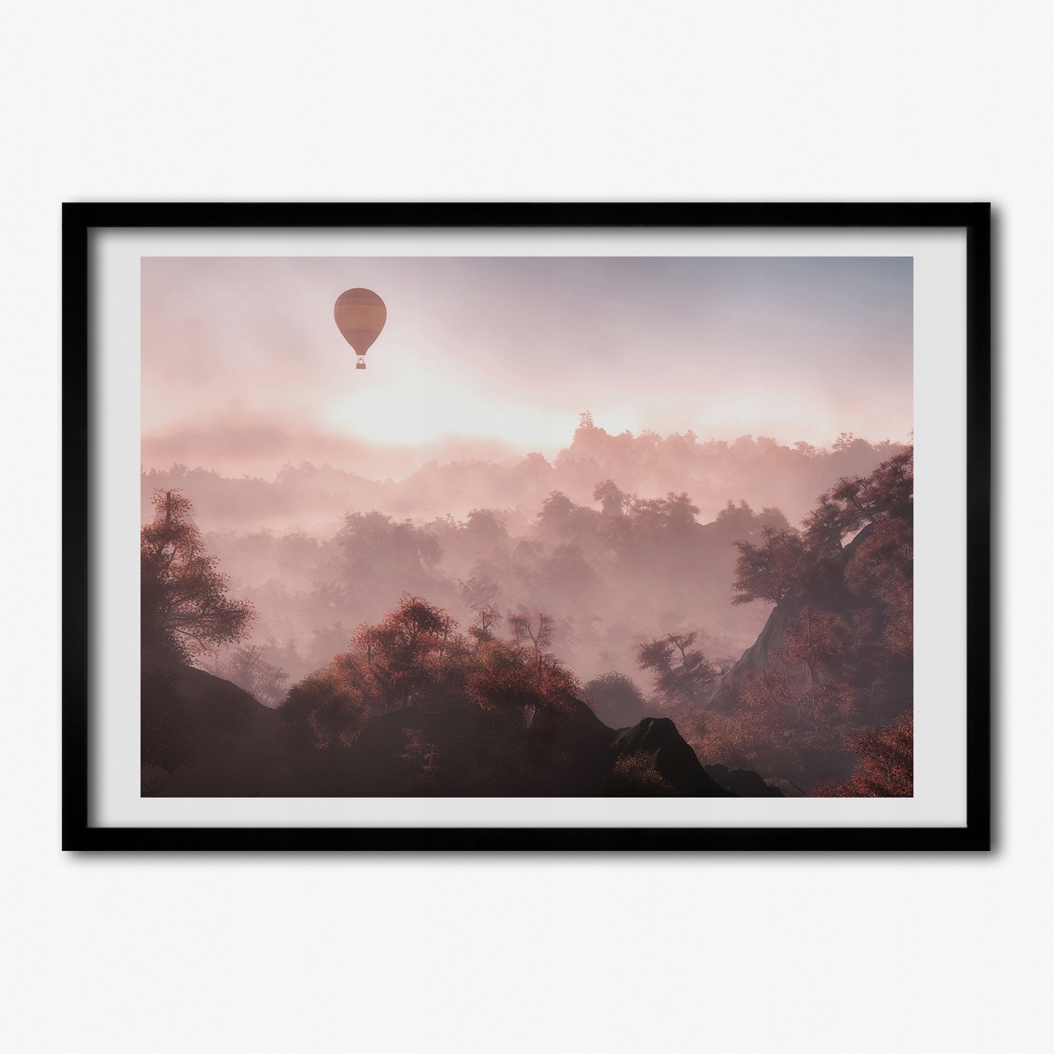 Foto grafika v rámu mdf Balon nad lesem 100x70 cm