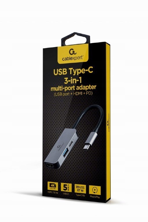 Концентратор Gembird USB-C PD HDMI USB 3.1 Kod producenta A-CM-COMBO3-02