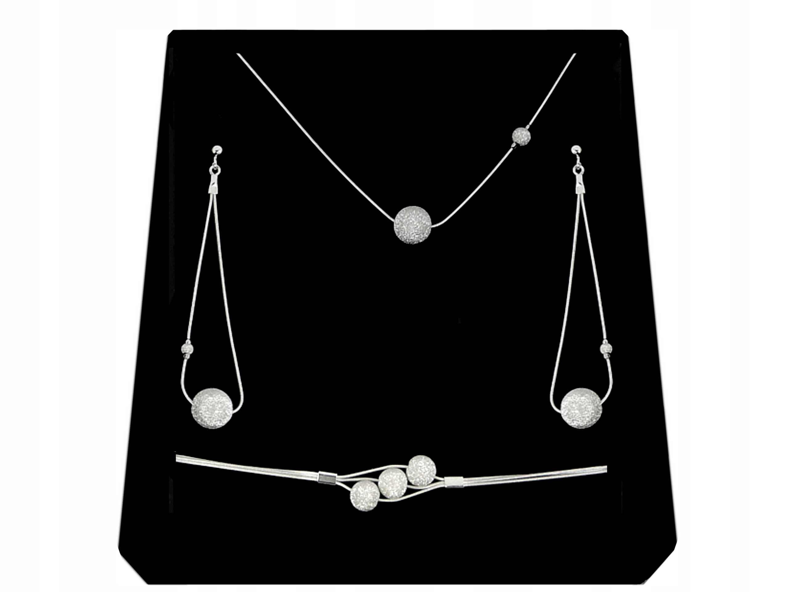 

Srebrny Komplet Kulki Diamentowane srebro 925