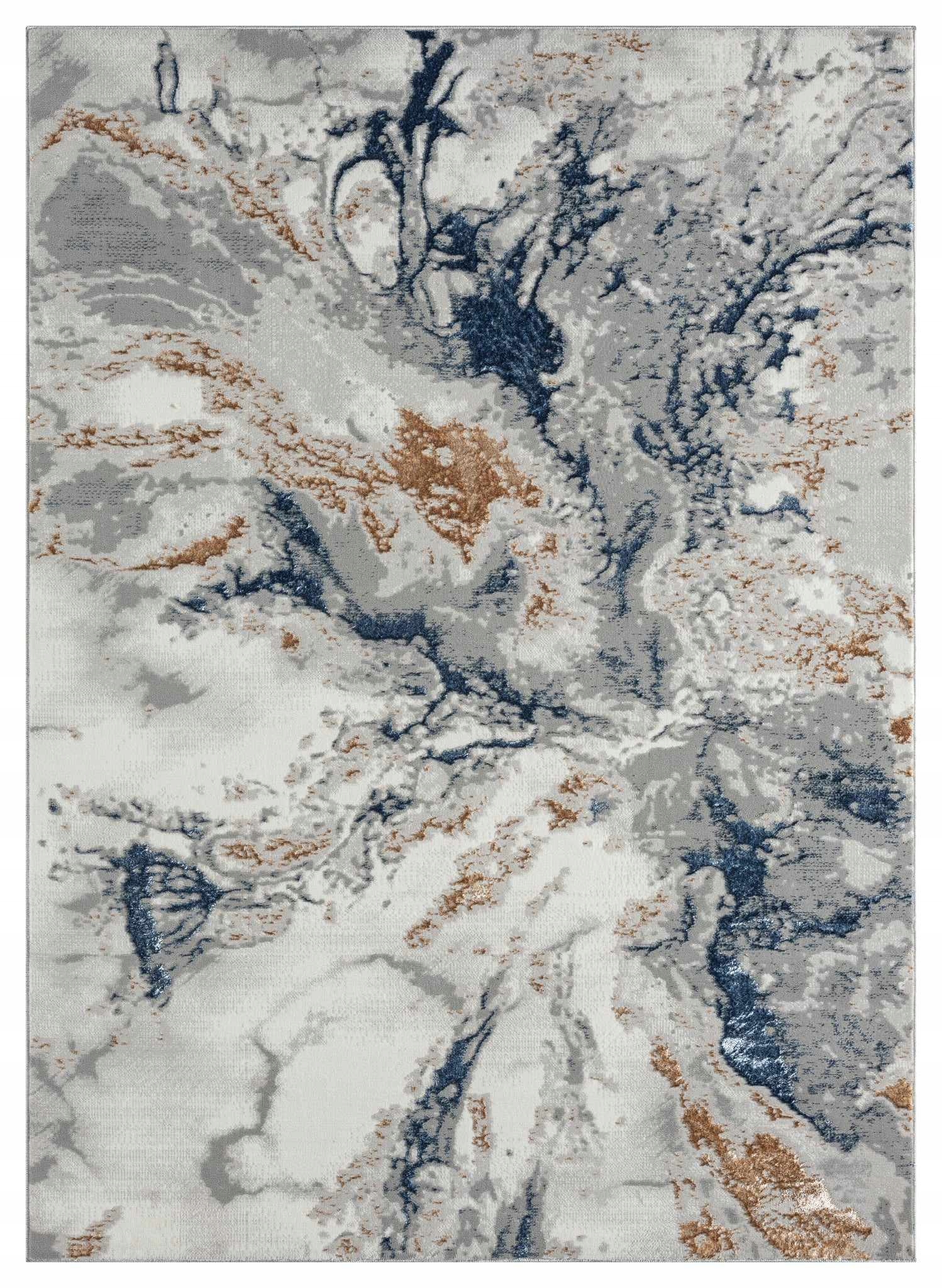 Koberec do obývacího pokoje 160 x 220 cm, plyšová srst, krémově modrý mramorovaný beton