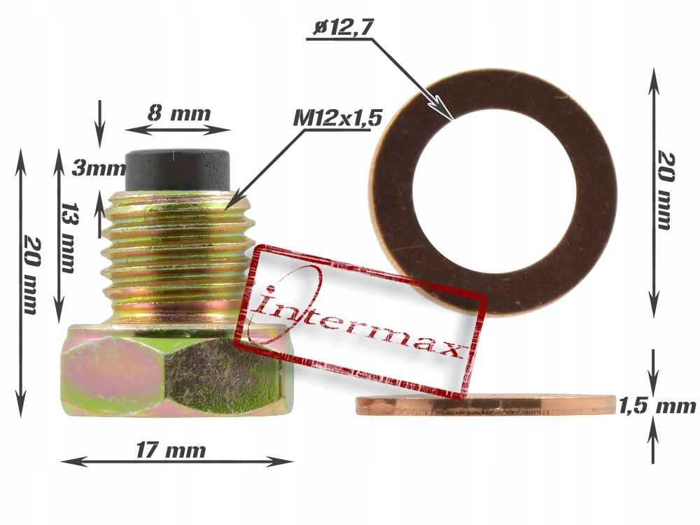 ŚRUBA KOREK SPUSTU OLEJU MAGNETYCZNY YAMAHA 12×1,5 Numer katalogowy części M12x1,5