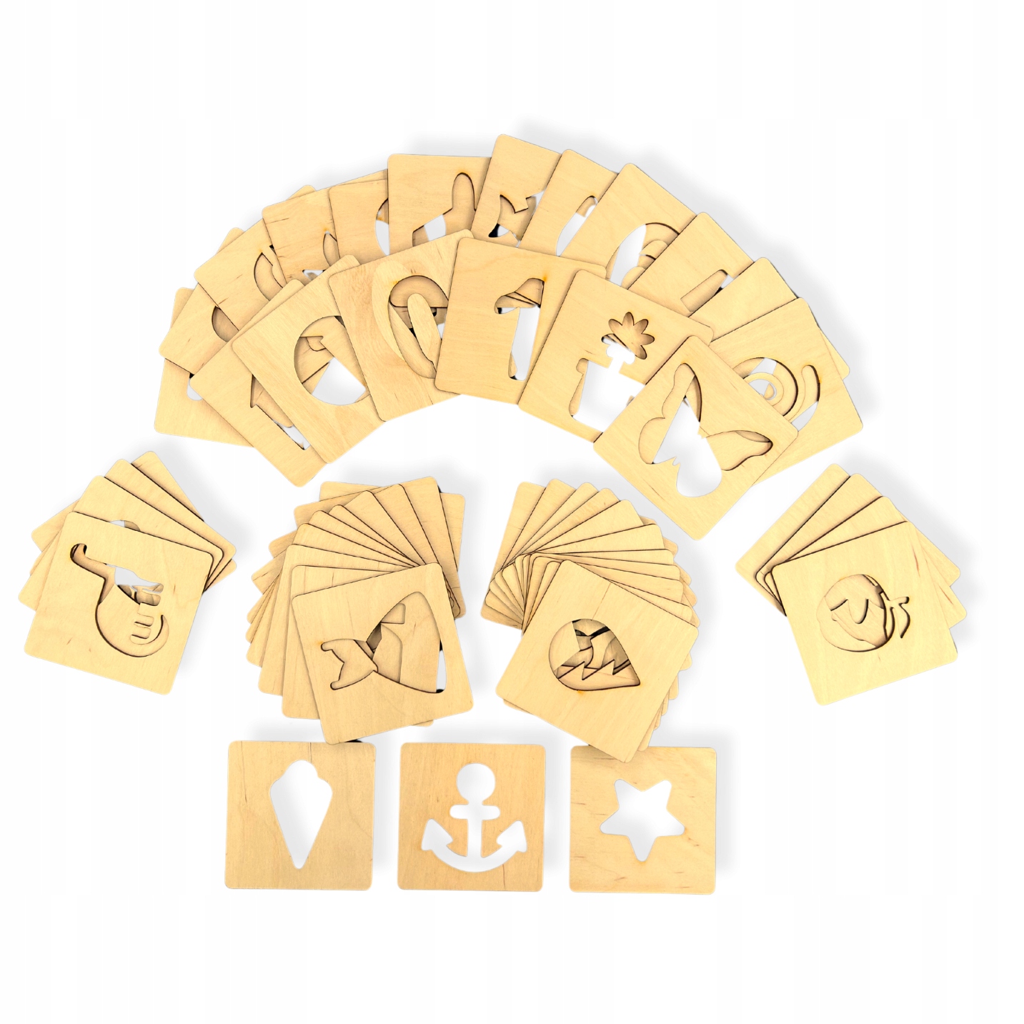 Dřevěná Šablona Šablony Sada Na Kreslení Pro Děti 50 Vzorů