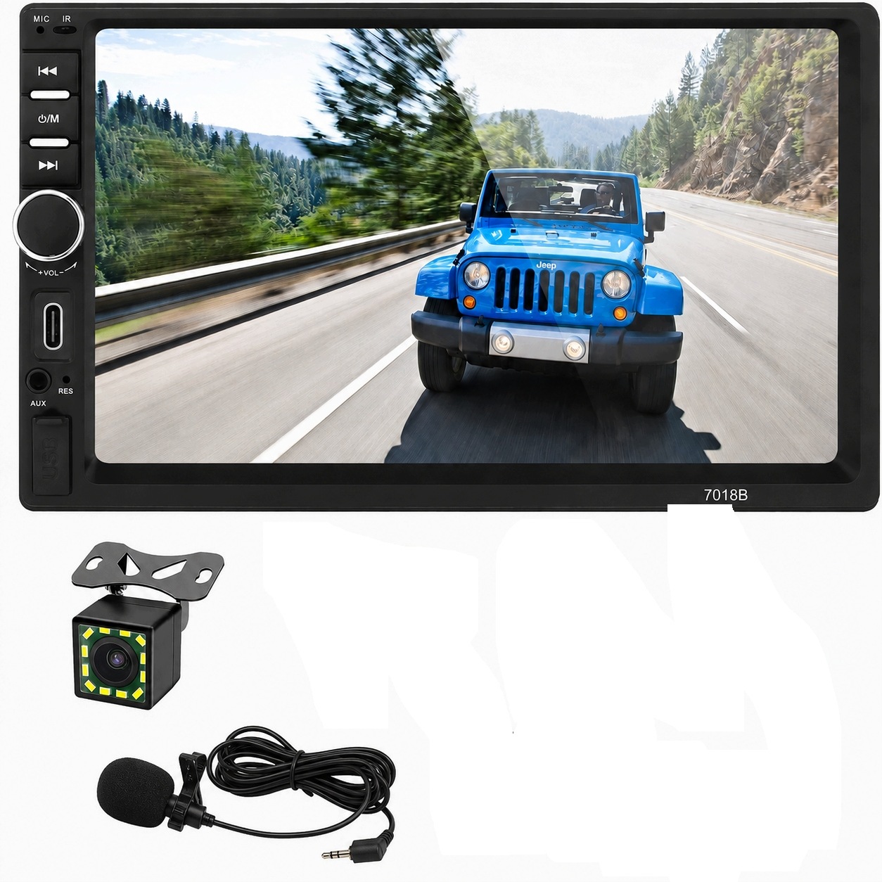Automobilové rádio 2 Din Bluetooth 7" Usb-c Mirror Link Mikrofón Kamera