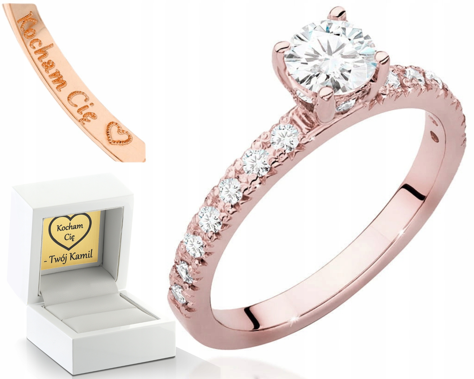 Moderní Prstýnek 14K Růžové Zlato, Laboratorní Diamanty, Módní Styl