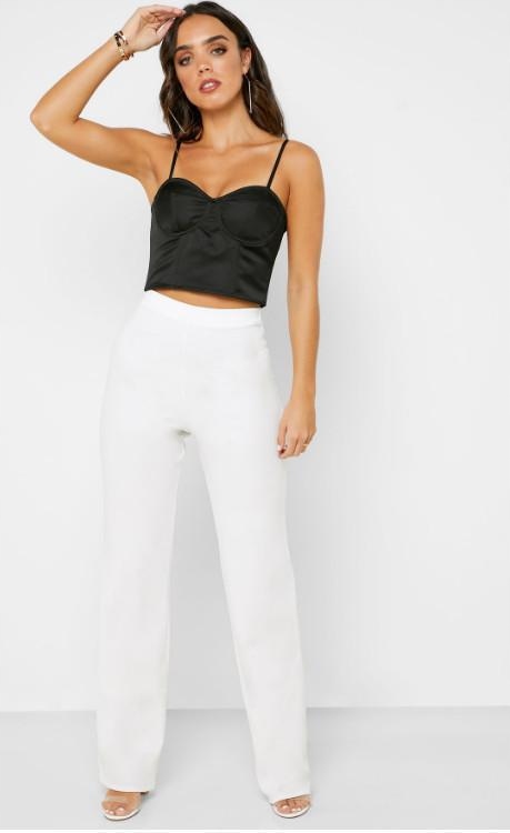MISSGUIDED BIAŁE SPODNIE MATERIAŁOWE 34 1C01 Rozmiar 34