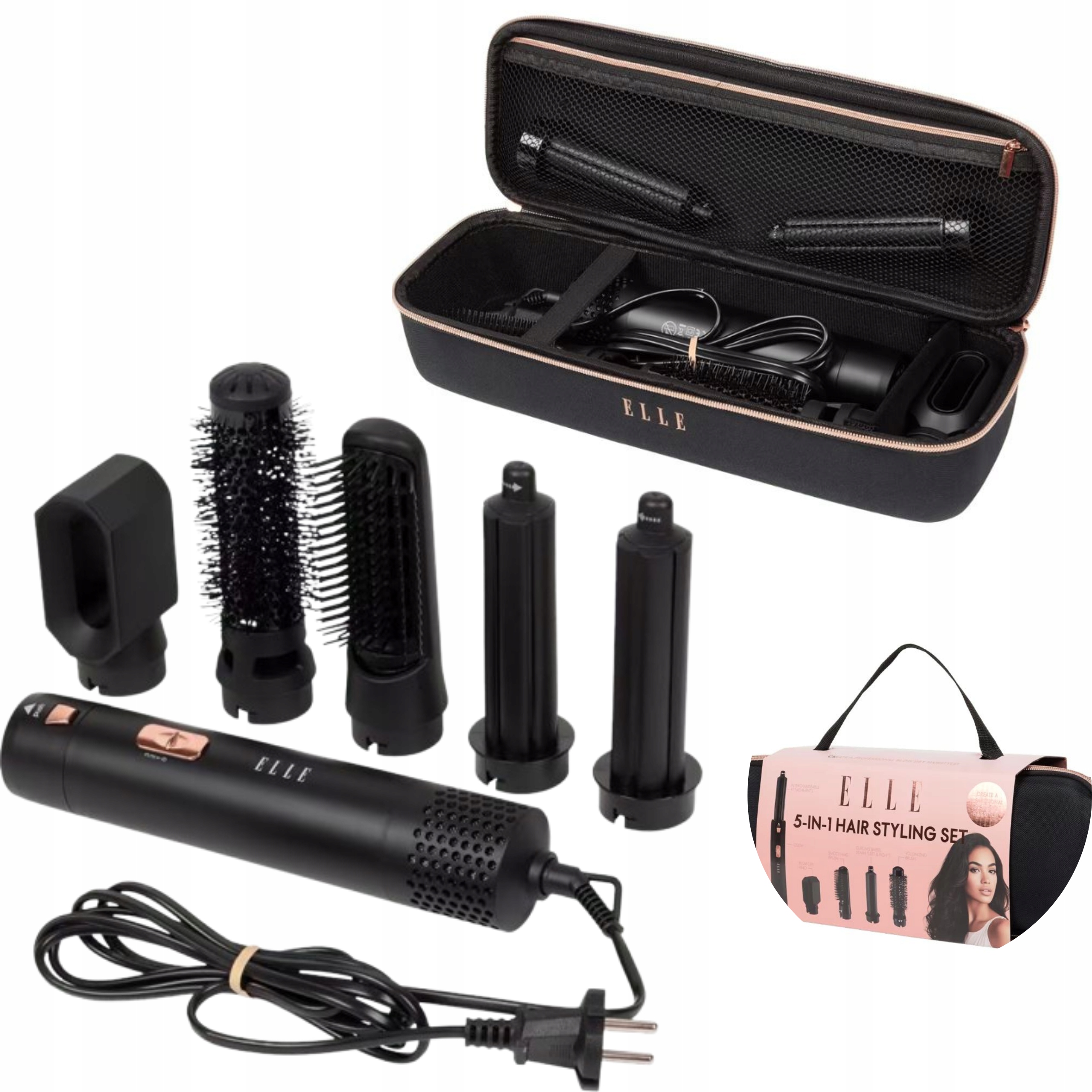 Lokówko-suszarka 5w1 Do Włosów Zestaw Air Wrap 1200W Szczotka Obrotowa Etui