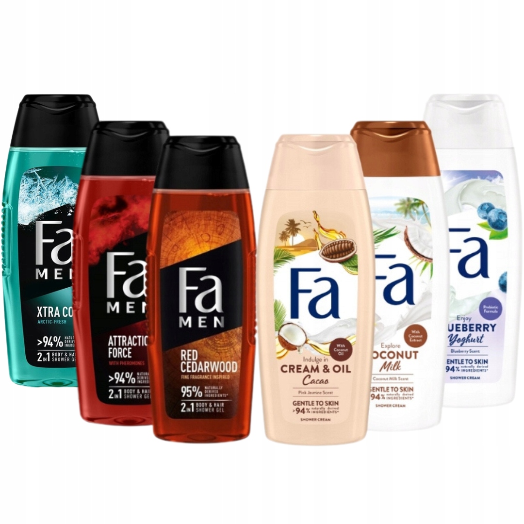 Fa Żel pod Prysznic Zestaw On Ona Mix Zapachów 400ml x6