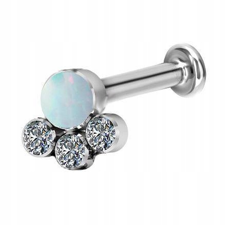 

Tytanowy koczyk labret ozdobny opal cyrkonie 1,2/6