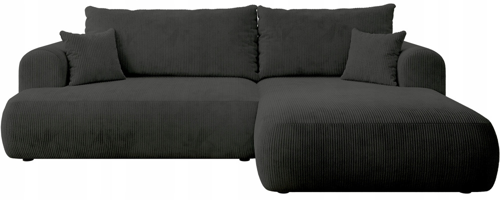Rohová Sedací Souprava s funkcí spaní Ovo Cord s úložným prostorem, tmavě šedá, pravá barva