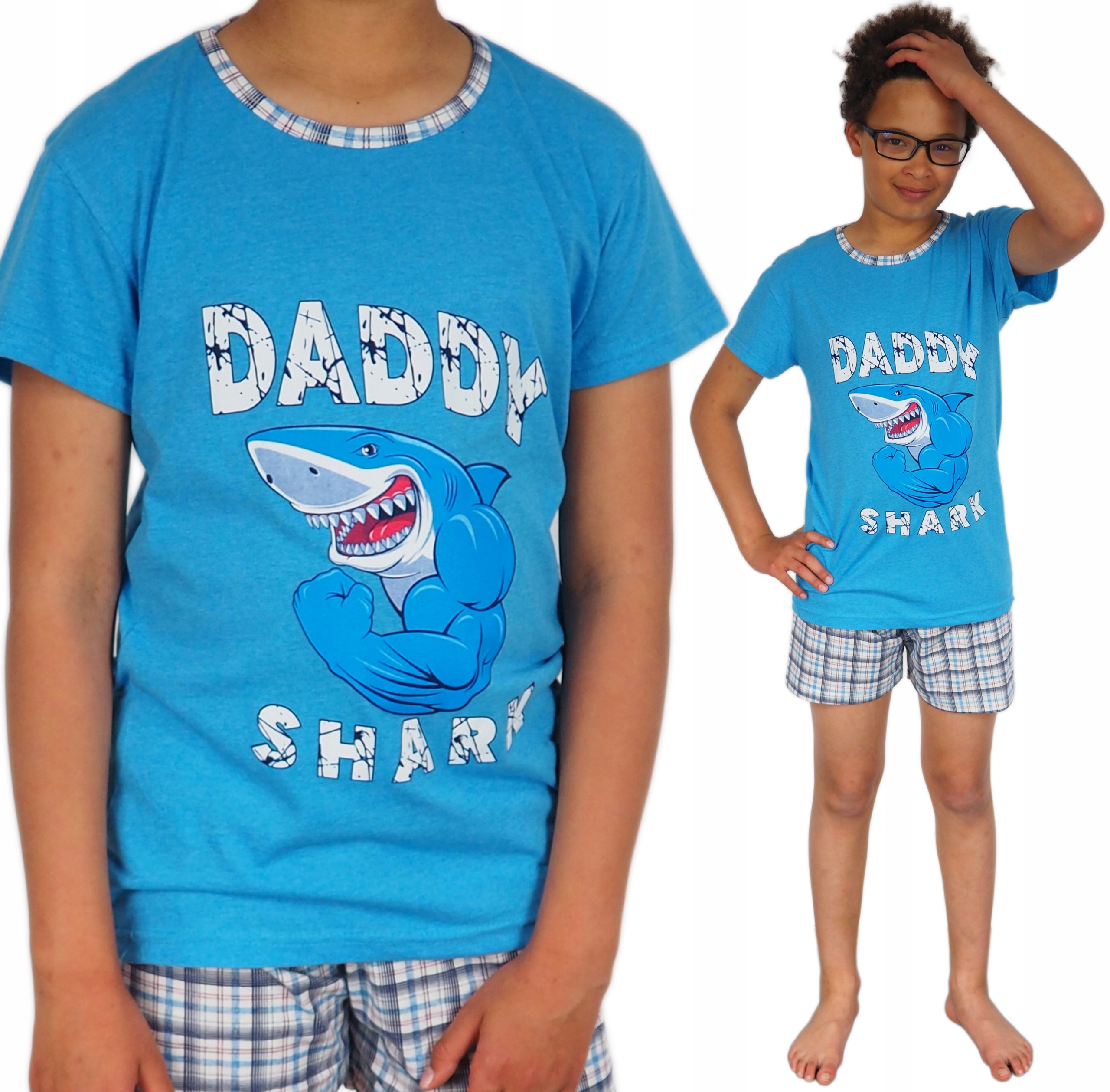 

Piżama Młodzieżowa 152/158 (s) Shark szorty Kratka