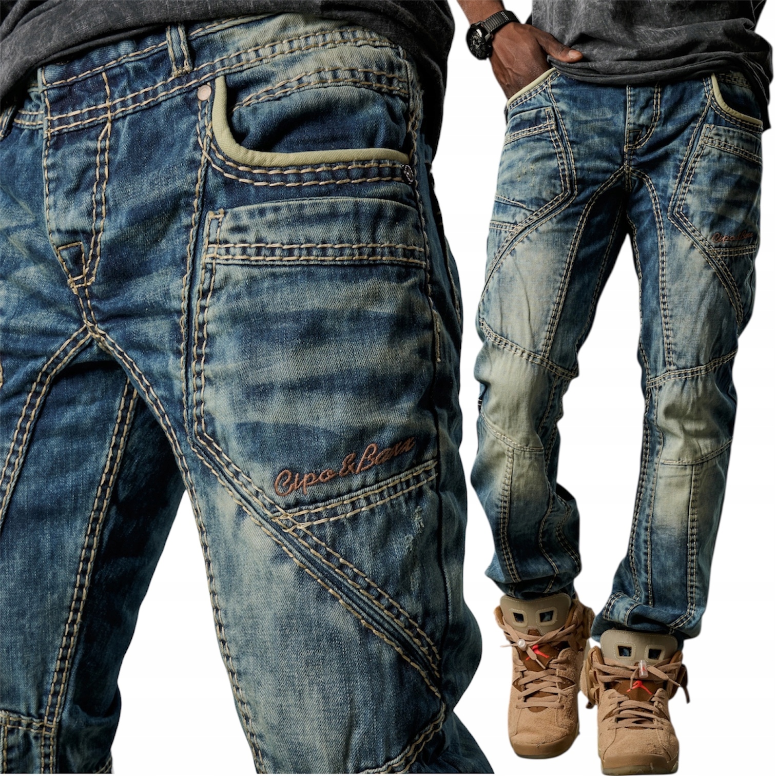 Pánské džíny Kalhoty Cipo Baxx Vyšívané Silná nit 100% Bavlna 30/34