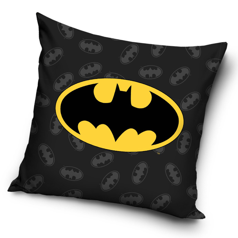 Poszewka 40x40 dekoracyjna MIĘKKI VELVET dla dziecka logo Batman czarny