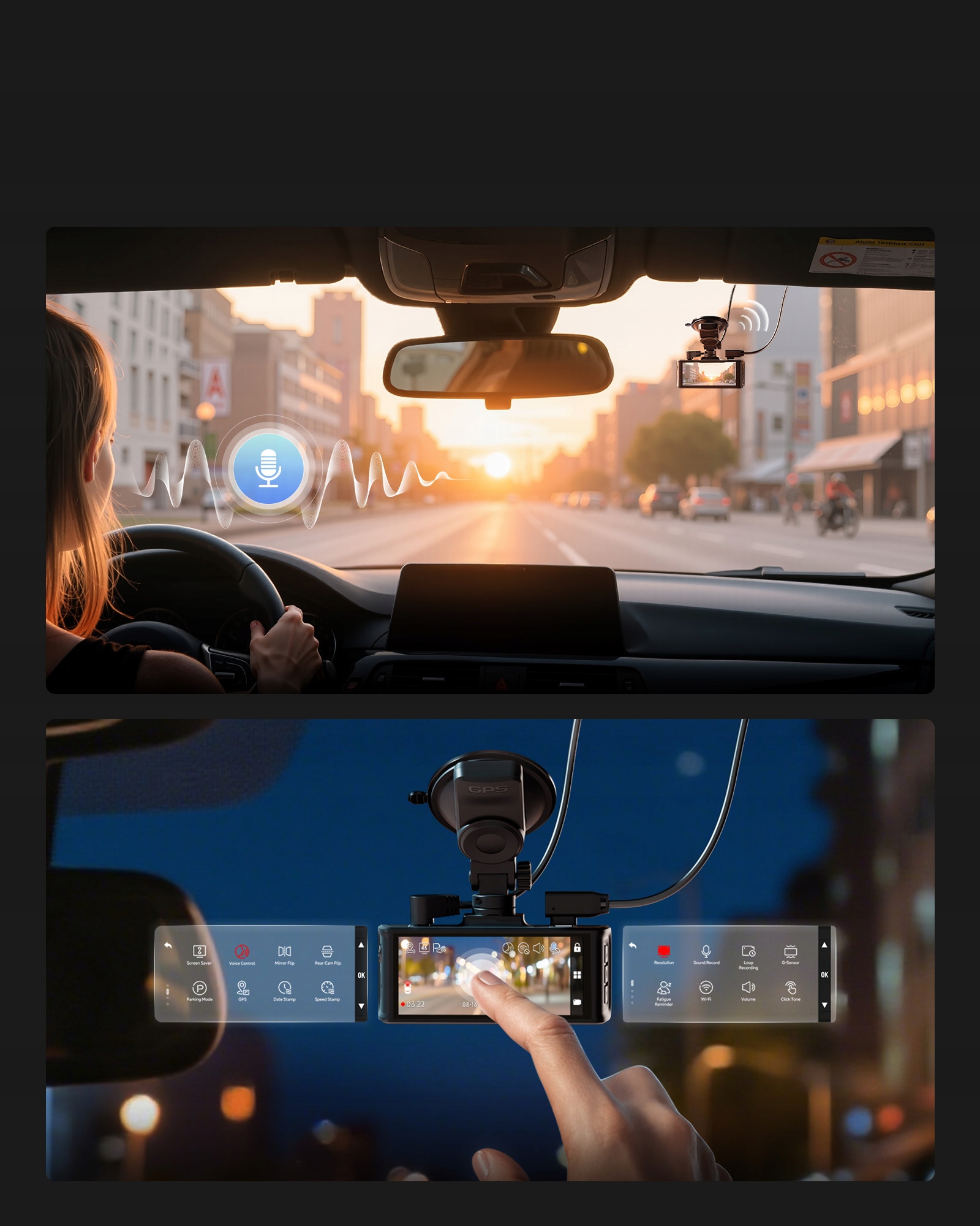 REDTIGER 4K Kamera Samochodowa Przód Tył Dotykowy Ekran GPS WiFi 128GB — miniatura 10