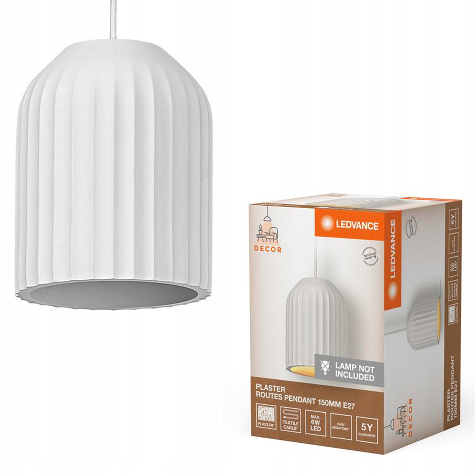 Závěsné Stropní Svítidlo Dekorativní E27 Převis Bílý Decor Ledvance