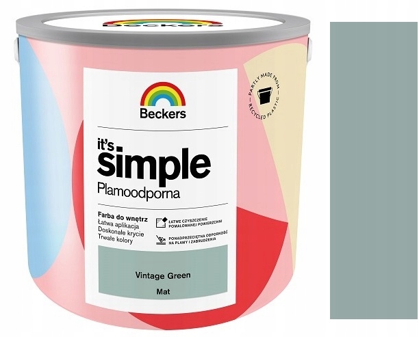Beckers It`s Simple Plamoodporna Farba Do Ścian Sufitów Vintage Green 5L
