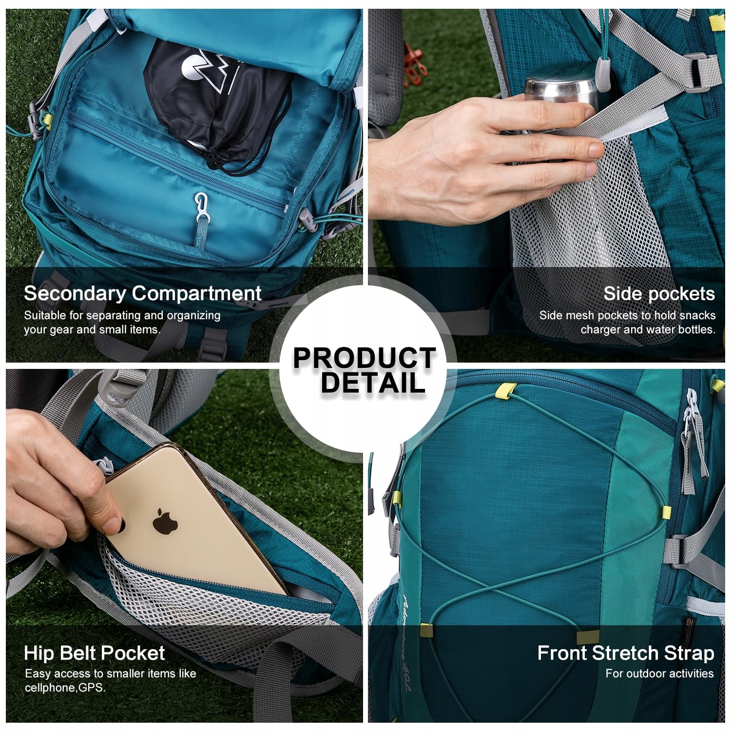 MOUNTAINTOP Plecak Trekkingowy 40L Unisex Z Pokrowcem Na Deszcz Outdoor — miniatura 7