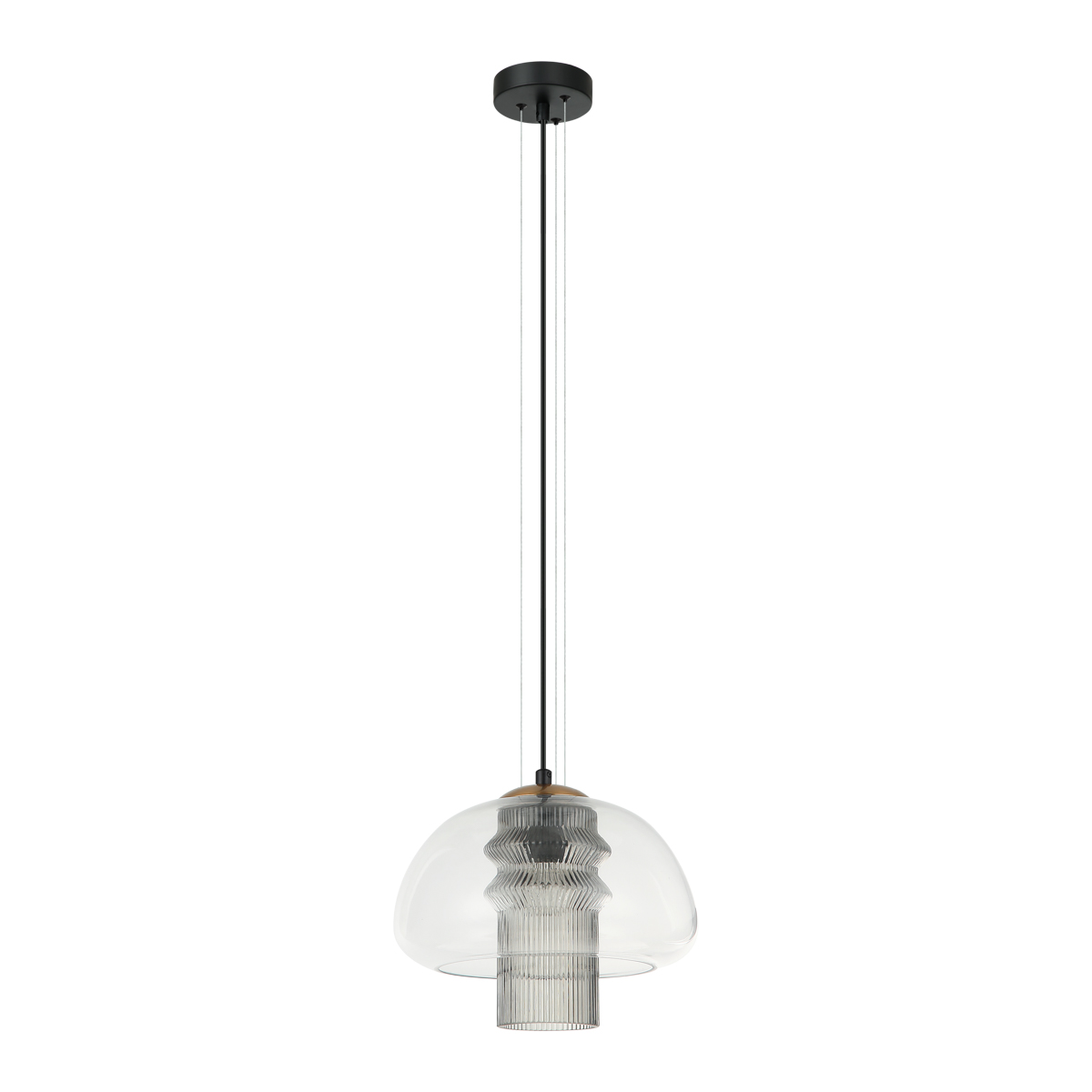 Závěsná lampa Italux Feder černá, skleněné stínítko E27 40W, dekorativní