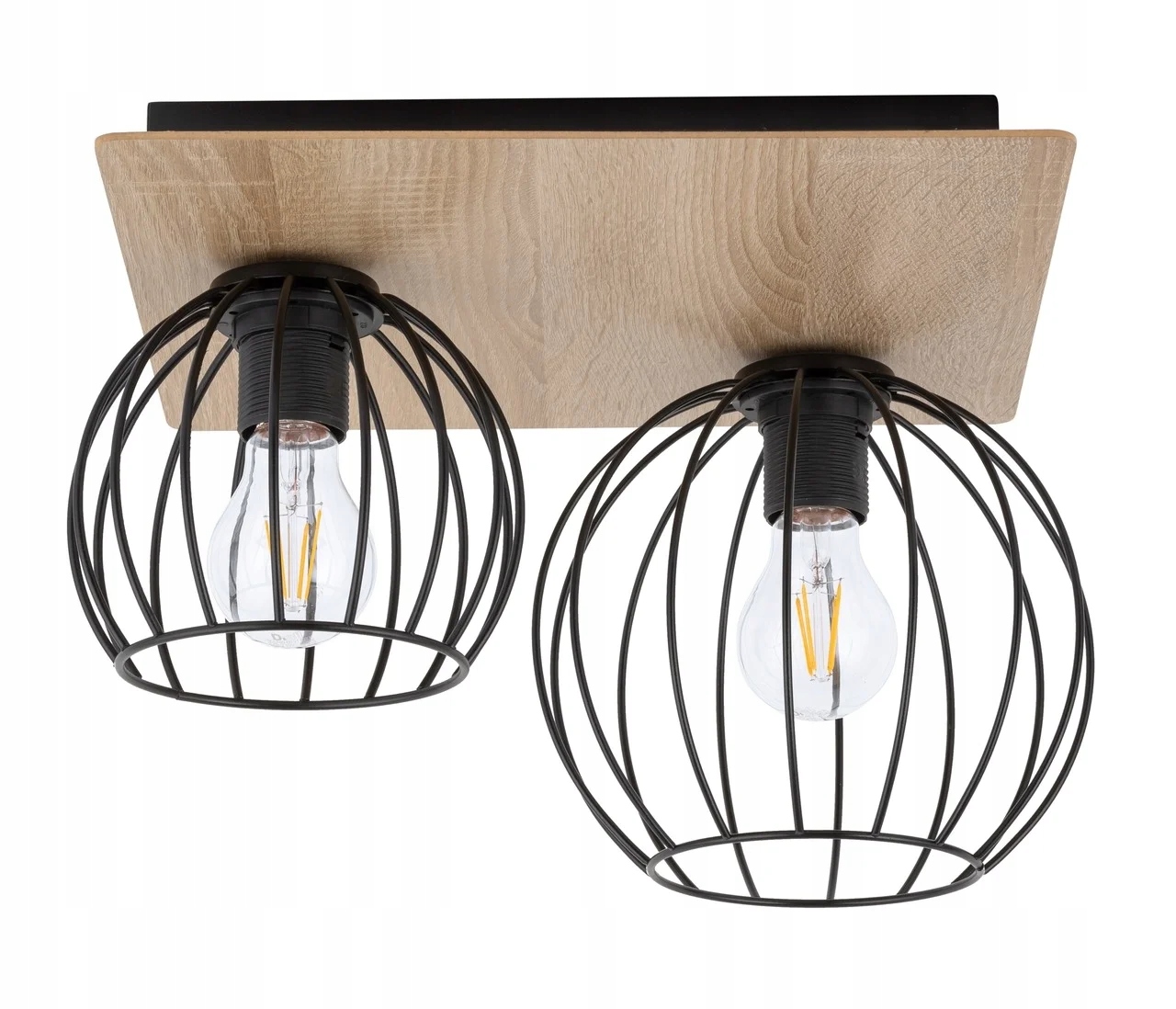 Dvojitá stropná lampa čierna svetlohnedá s kovovými tienidlami Sigma