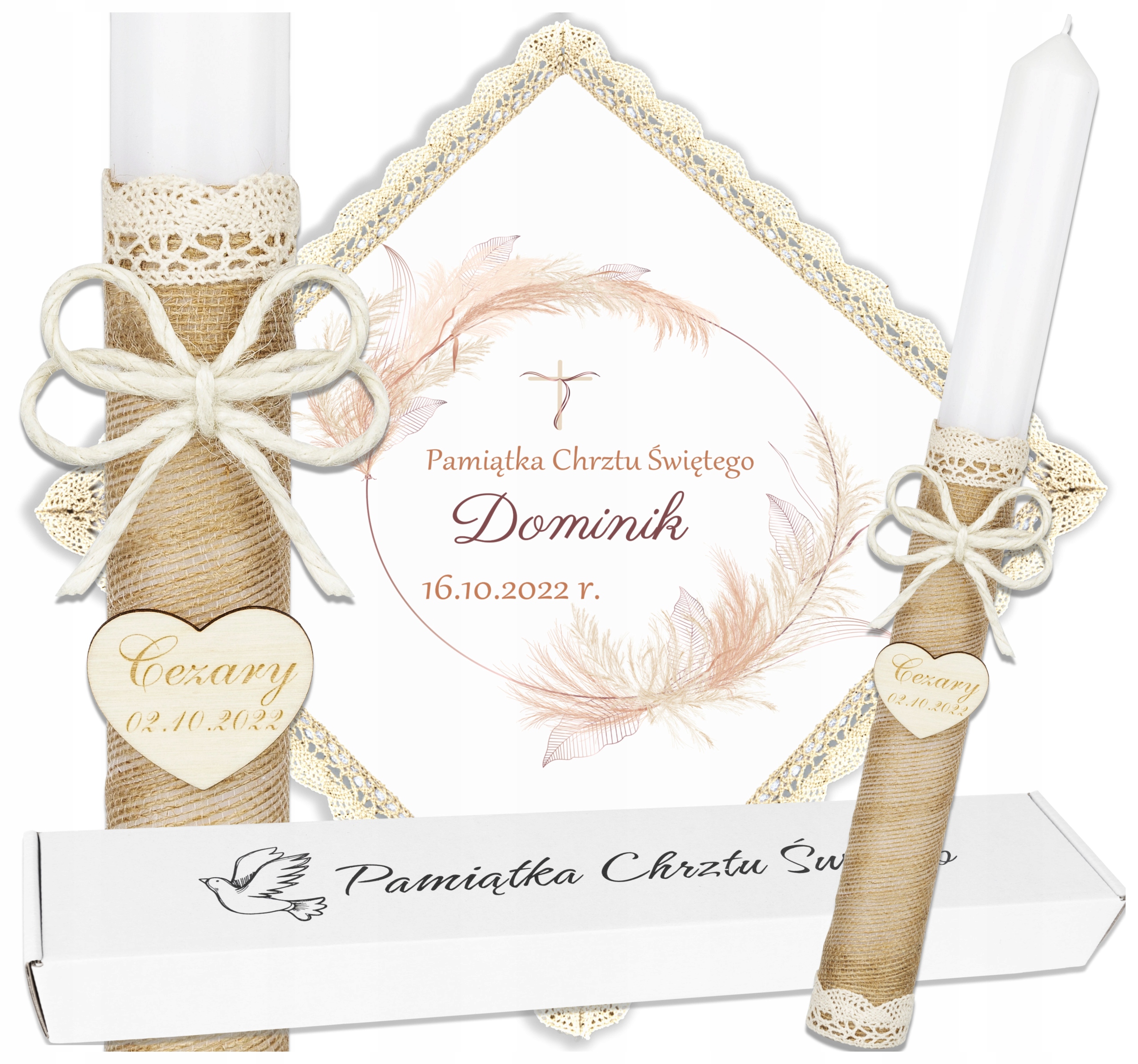 

Szatka do chrztu Świeca Chrzest Boho Bursztyn Nl