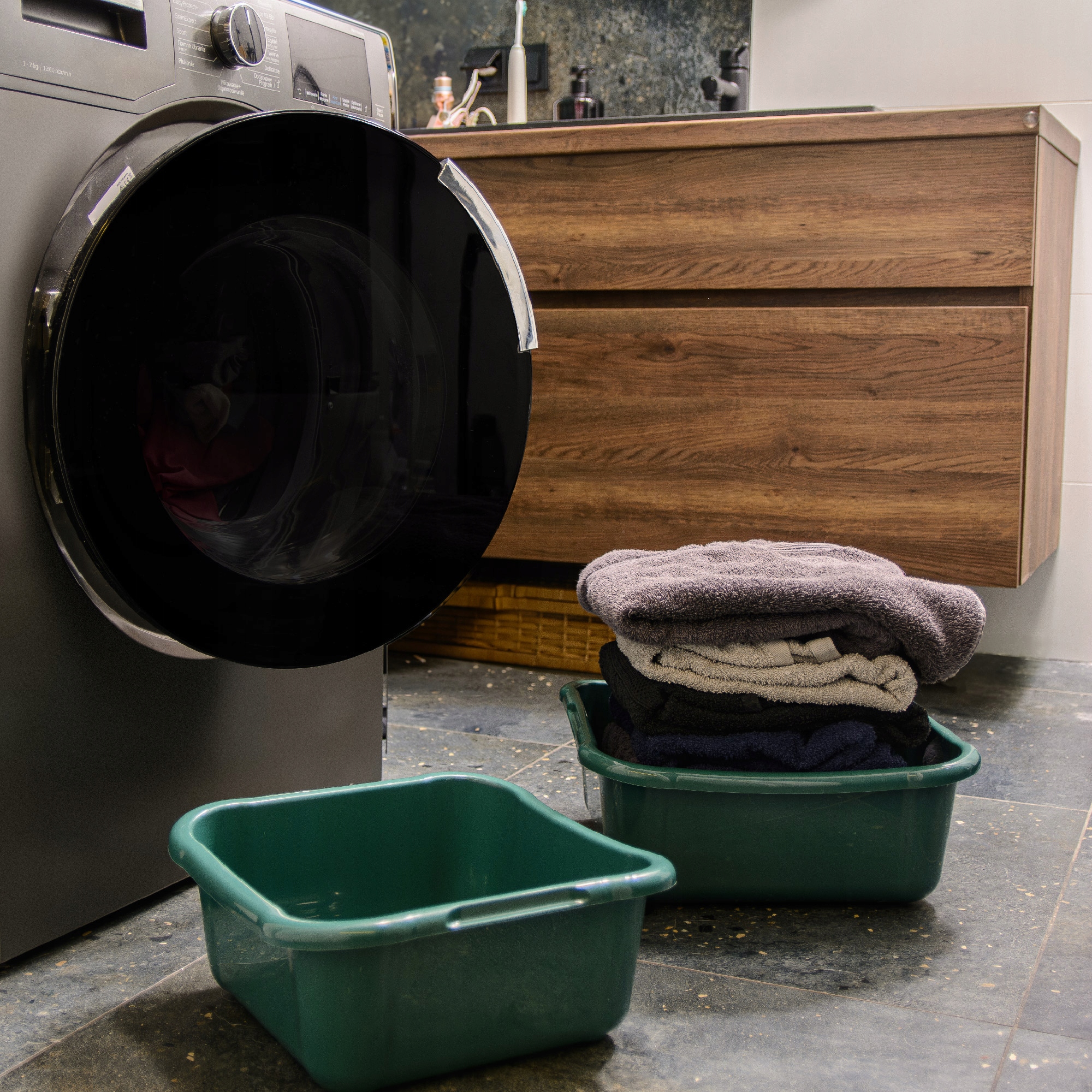 MISKA KWADRATOWA PLASTIKOWA 8L ZIELONA MIEDNICA DUŻA Z UCHWYTAMI Marka Kadax