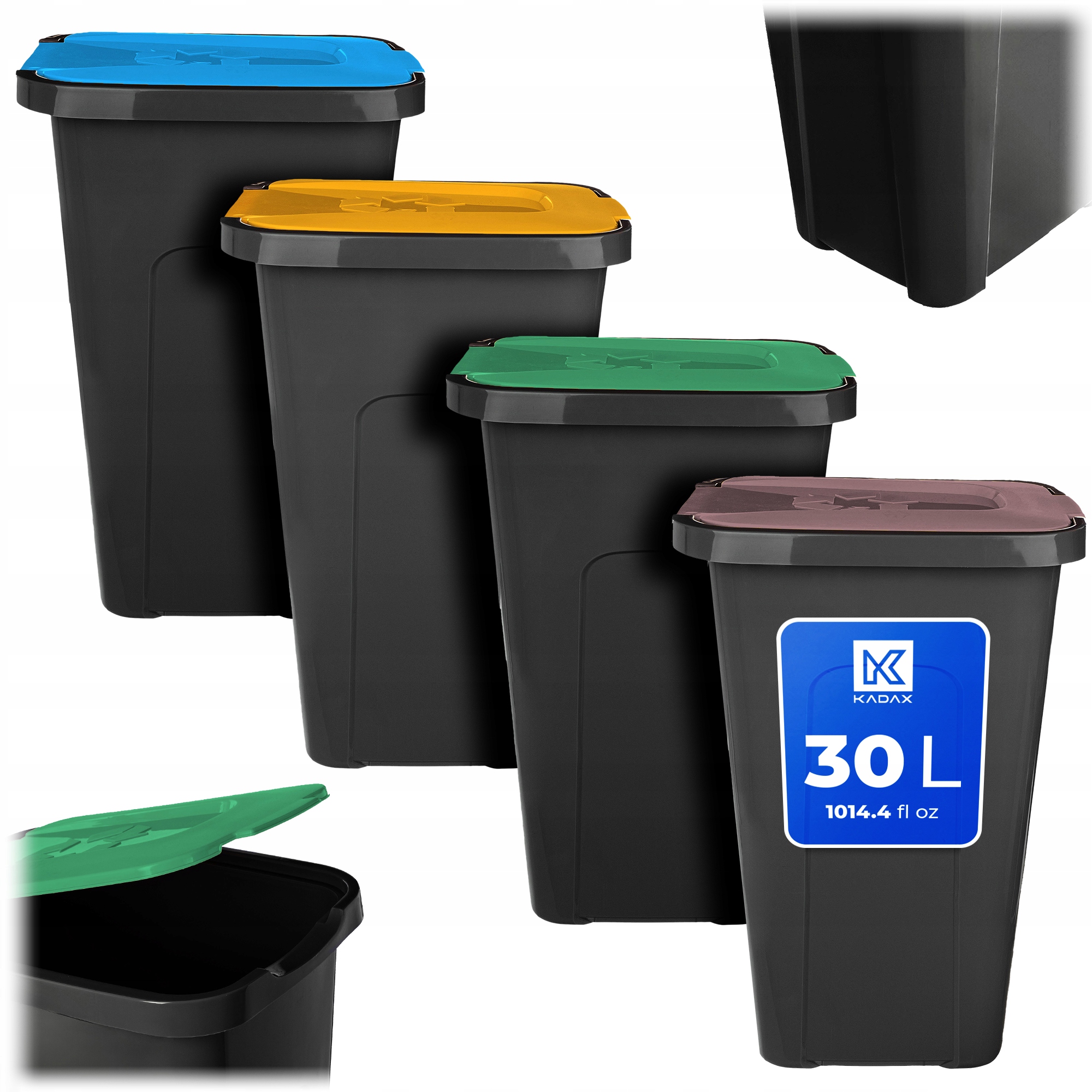 Levně 4x Odpadkový Koš 30L Nádoba Na Třídění Odpadu Koše Sada Košů